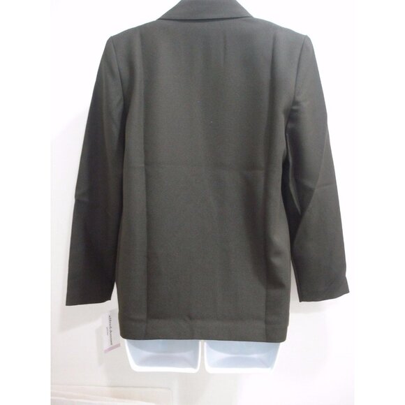 Alfred Dunner Faux Pockets Button Front Olive Blazer Jacket Petite Size 6P - Picture 8 of 9